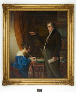 El profesor doctor Ignaz Rudolf Bischoff von Altenstern dictando a su esposa Johanna de Friedrich von Amerling