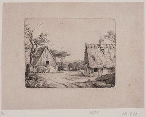 Paisaje con dos casas de campesinos de Frits Grove