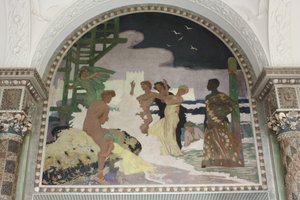 Pintura mural en la Sala de Conchas del Kurhaus Wiesbaden de Fritz Erler