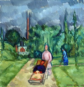 En los jardines del hospital militar III, 1915 de Fritz Friedrichs