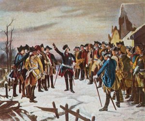 Discurso de Federico el Grande a sus generales la víspera de la batalla de Leuthen, 5 de diciembre de 1757 (litografía en color realzada)