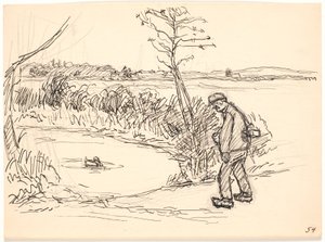 El campesino junto al lago congelado