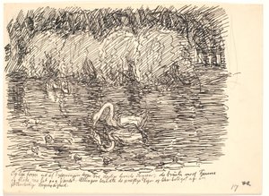Y justo delante de la espesura salieron tres hermosos cisnes blancos... de Fritz Syberg