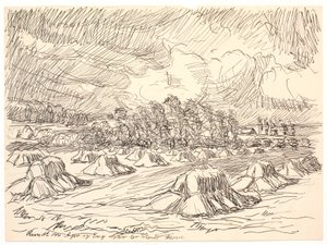 Alrededor del campo y el prado había grandes bosques de Fritz Syberg