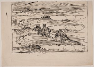 Søren Kanne cabalgando a través de las olas de Fritz Syberg