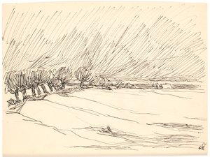 Paisaje invernal con álamos de Fritz Syberg