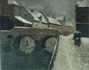 Puente en Amiens (grabado en color)