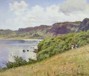 Dos damas caminando en el campo noruego, 1883