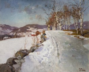 Paisaje de invierno en Lillehammer de Fritz Thaulow