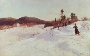 Invierno con esquiadora de Fritz Thaulow