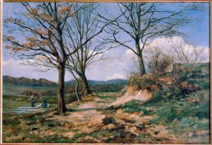 Paisaje de Taunus con lavanderas de Fritz Wucherer