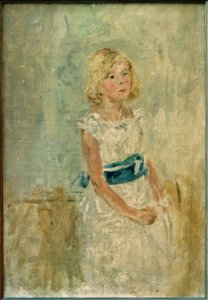 Niña rubia con cinta azul de Fritz von Uhde
