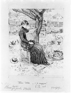 Veraneo (dibujo para el cuadro de la Galería Municipal de Múnich) de Fritz von Uhde
