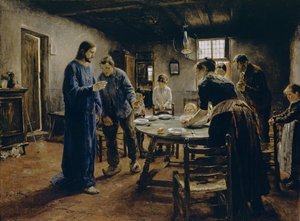 La oración de la hora de la comida de Fritz von Uhde