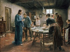 La oración de la comida de Fritz von Uhde