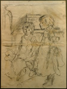 Trabajo preliminar para "Cuarto de niños" de Fritz von Uhde