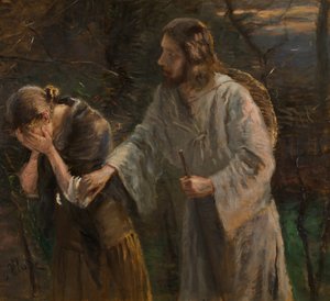 Mujer, ¿por qué lloras? de Fritz von Uhde
