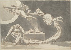 Escena de conjuración con una bruja en el altar, 1779 de Füssli