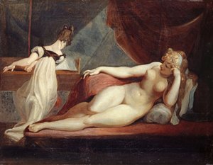 Desnudo femenino descansando y un pianista, 1799-1800