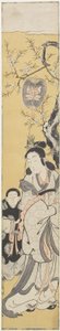 Xiwangmu (Reina Mather del Oeste) y asistente, c.1764 (grabado en madera en color) de Fusanobu Tomikawa
