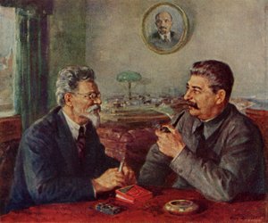 Joseph Stalin (1879-1953) y Mikhail Ivanovitch Kalinin (1875-1946)
