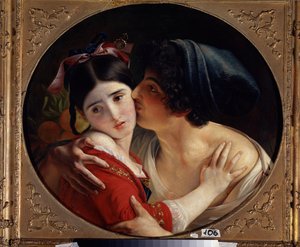 El beso. Pintura de Fyodor Antonovich Moller (Feodor Antonovich Moller