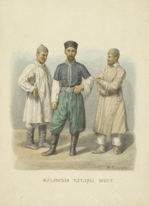Tártaros de Kazán, ilustración de la serie Vestimenta del Estado Ruso, 1869 de Fyodor Grigoryevich Solntsev