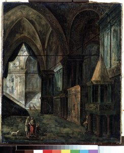 En una catedral. Pintura de Fyodor Yakolevich Alexeev (1753-1824). Óleo sobre lienzo, 35,5 x 30,5 cm de Fyodor Yakovlevich Alexeev