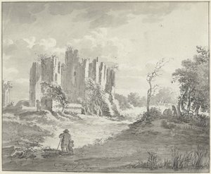Paisaje con ruinas y algunos granjeros de G.F. Buijs (possibly)