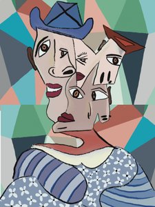 Retrato cubista a todo color de GIovanna Gil Alves