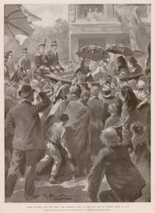 La Reina Victoria y los pobres: la Reina visitando el East End de Londres, 2 de abril de 1873 de G.S. (after) Amato