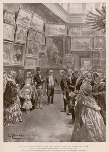 Visita de la Reina Victoria y Alberto, Príncipe Consorte a la Real Academia, Londres, 3 de mayo de 1849 (fotograbado)