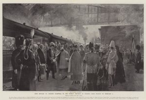 El Rey Eduardo VII despidiéndose del Emperador Alemán en la Estación de Charing Cross el 5 de febrero