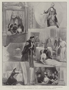 La visita real a la actuación única de Caste, en el Teatro Haymarket, 18 de marzo de G.S. Amato