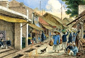 Artesanos en un pueblo annamita, c.1900 (ilustración)