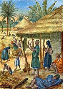 Aldea en Sudán, c.1900-1910 (ilustración)