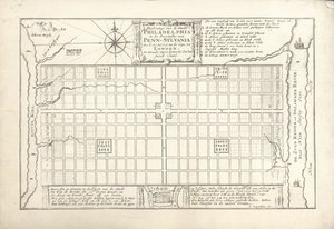 El primer plan para Filadelfia, ideado por William Penn y Thomas Holme en 1682, 1684 de G. Drogenham