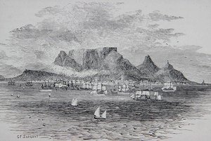 Ciudad del Cabo vista desde Table Bay, Sudáfrica, de 