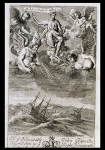Júpiter lanza una tormenta sobre el océano, ilustración del Libro 1 Parte 6 Capítulo 16 de 