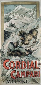 Cartel publicitario de "Cordial-Campari Milano". de G. Mora