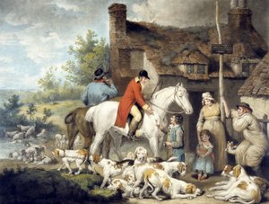 Fuera de una taberna rural (grabado por William Ward) de G. and Ward J. Morland