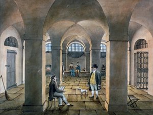Vista interior en la prisión de Horsemonger Lane, Union Road, Southwark, Londres, c. 1826 de G Yates