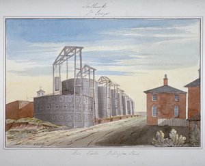 Vista de las fábricas de gas en Pocock Street, Southwark, Londres, 1826 de G Yates