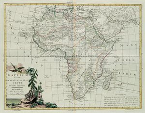 África dividida en sus principales estados, grabado por G. Zuliani tomado del Tomo I del Nuevo Atlas publicado en Venecia en 1776 por Antonio Zatta, Colección Privada de G. Zuliani
