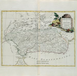 Andalucía y Granada, grabado por G. Zuliani tomado del Tomo I del Nuevo Atlas publicado en Venecia en 1776 por Antonio Zatta, Colección Privada