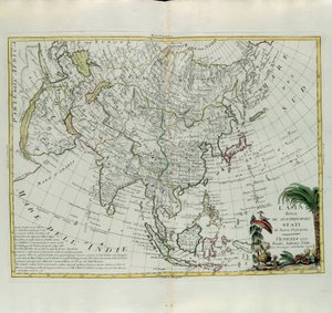 Asia dividida en sus principales estados, grabado por G. Zuliani tomado del Tomo I del Nuevo Atlas publicado en Venecia en 1777 por Antonio Zatta, Colección Privada