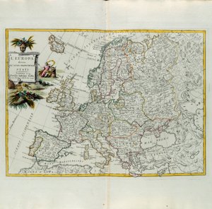 Europa dividida en sus principales estados, grabado por G. Zuliani tomado del Tomo I del Nuevo Atlas publicado en Venecia en 1776 por Antonio Zatta, Colección Privada de G. Zuliani