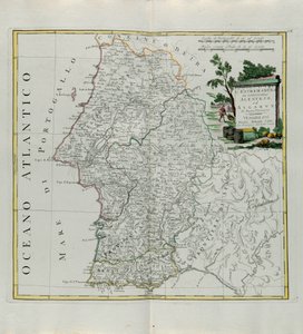 Extremadura de Portugal Alentejo o Algarve, grabado por G. Zuliani tomado del Tomo I del Nuevo Atlas publicado en Venecia en 1776 por Antonio Zatta, Colección Privada de G. Zuliani