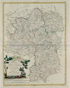 Gobernaciones de Berri, Nivernois, Marche, Borbón y Auvernia, grabado por G. Zuliani tomado del Tomo I del Nuevo Atlas publicado en Venecia en 1776 por Antonio Zatta, Colección Privada de G. Zuliani