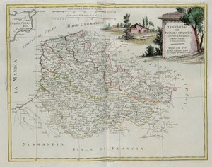 Gobernaciones de Flandes Francés, Artois, Picardía y Boulonnais, grabado por G. Zuliani tomado del Tomo I del Nuevo Atlas publicado en Venecia en 1776 por Antonio Zatta, Colección Privada de G. Zuliani